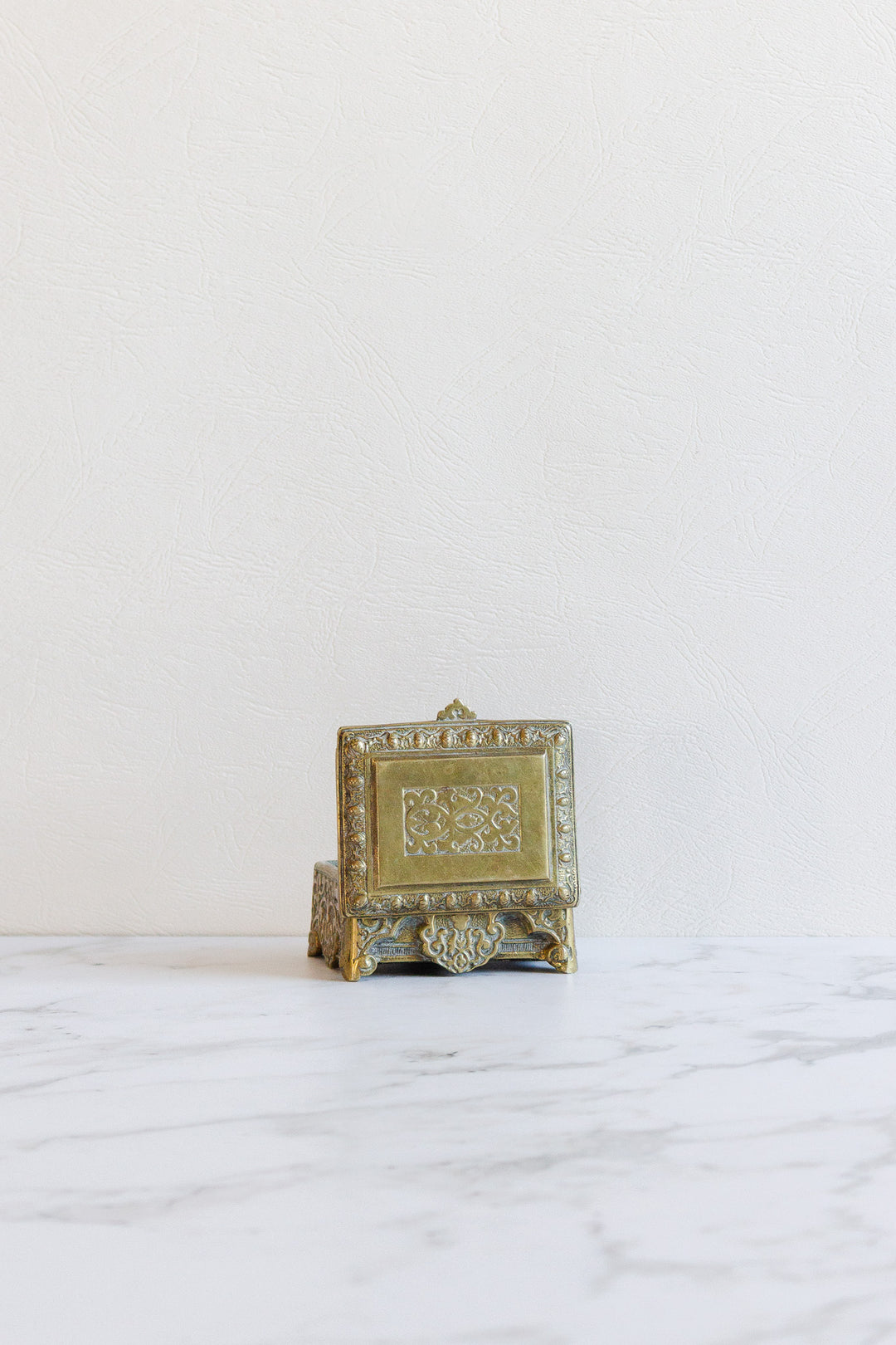 vintage belgian ornate embossed jewelry box