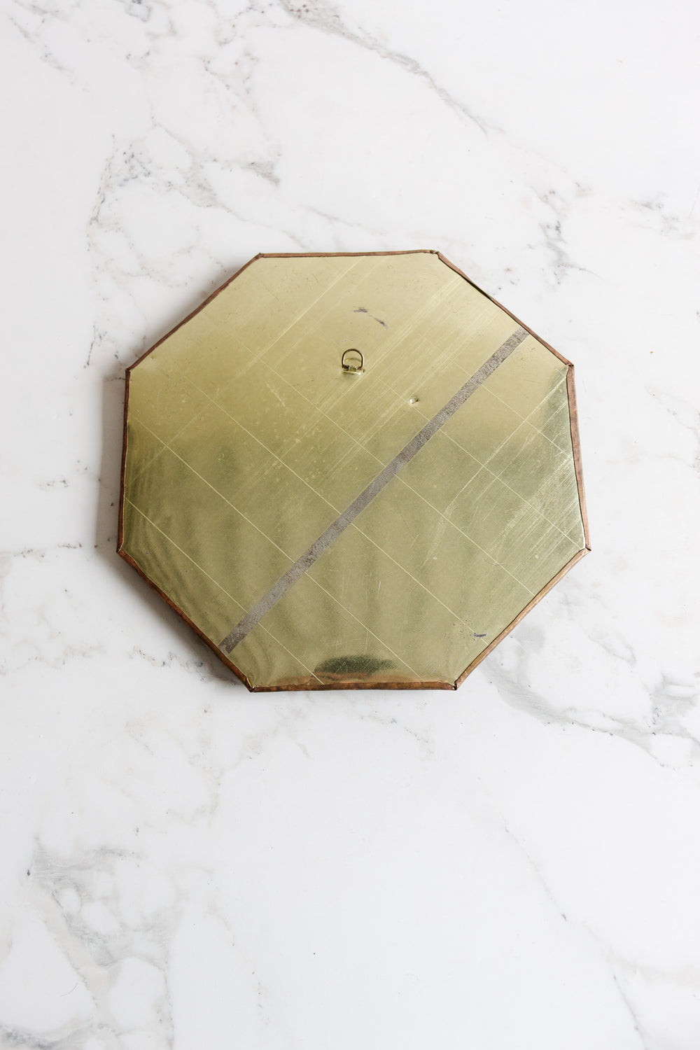 vintage Moroccan brass and camel bone octagonal mirror