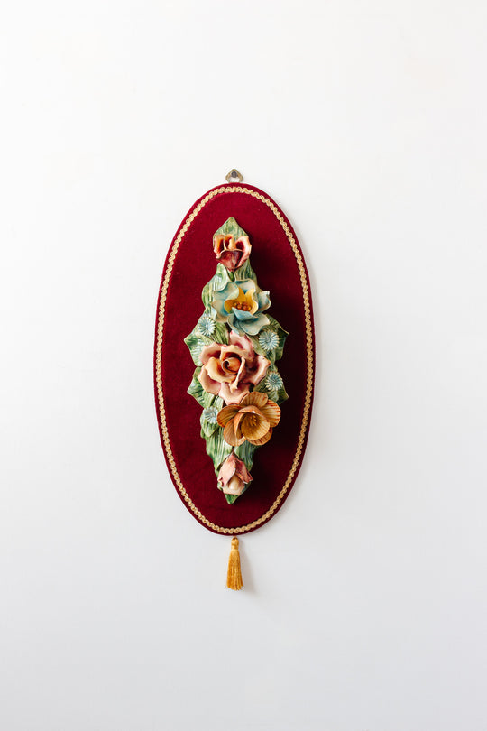 vintage italian capodimonte porcelain flowers on velvet