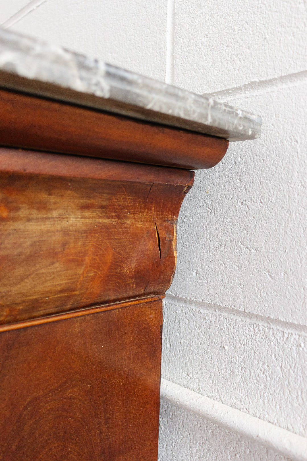 19th century french flamed mahogany commode with marble top