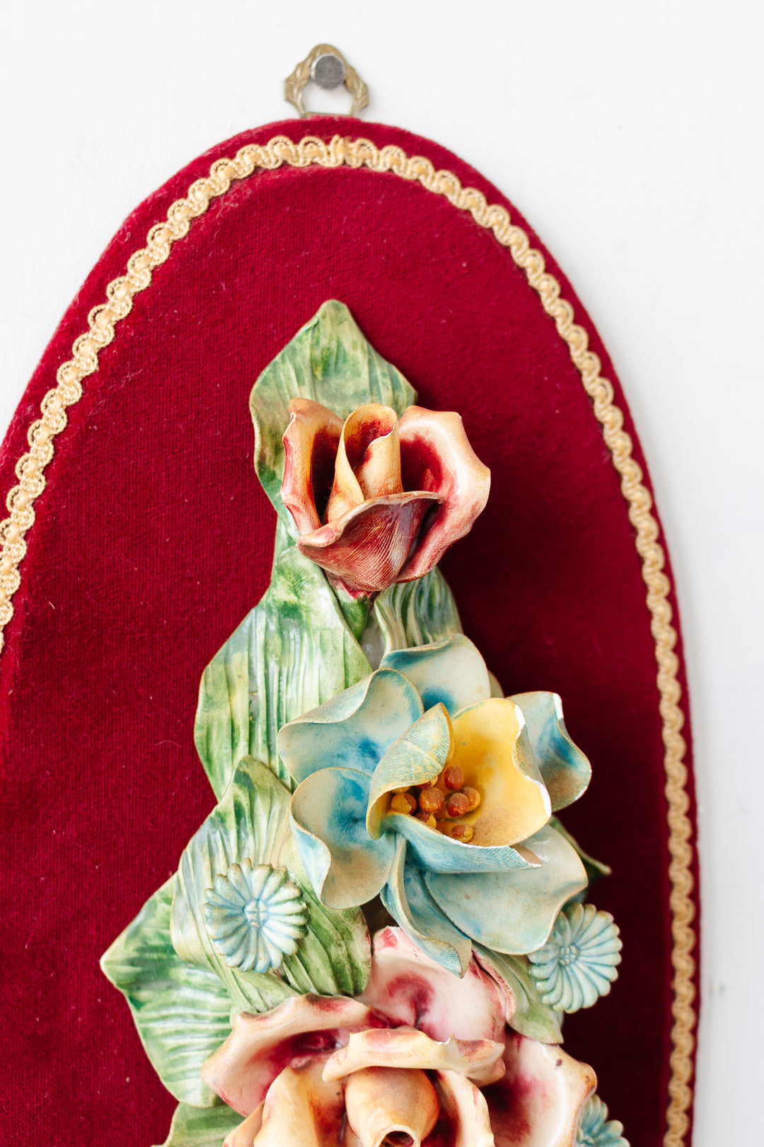 vintage italian capodimonte porcelain flowers on velvet