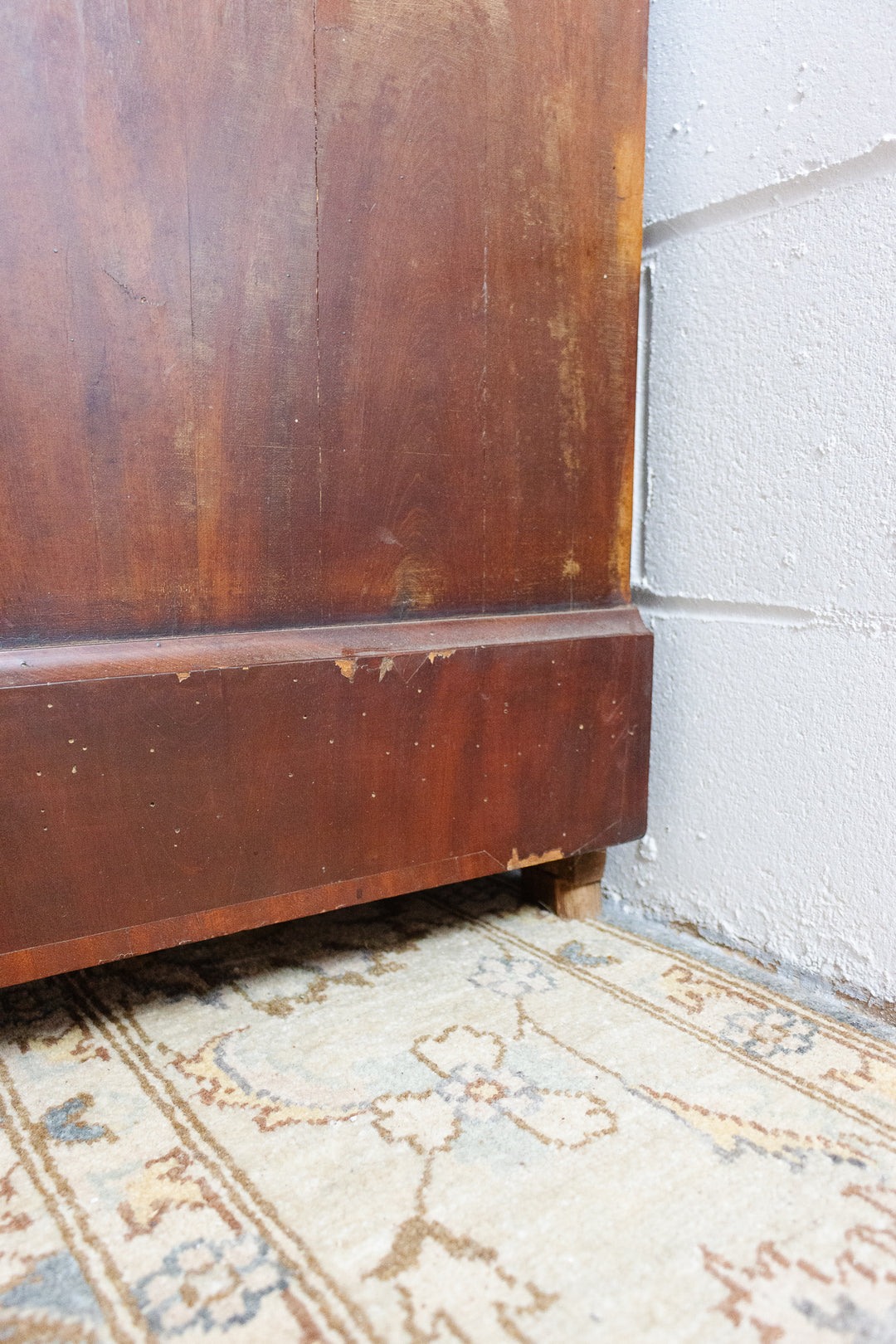 19th century french flamed mahogany commode with marble top