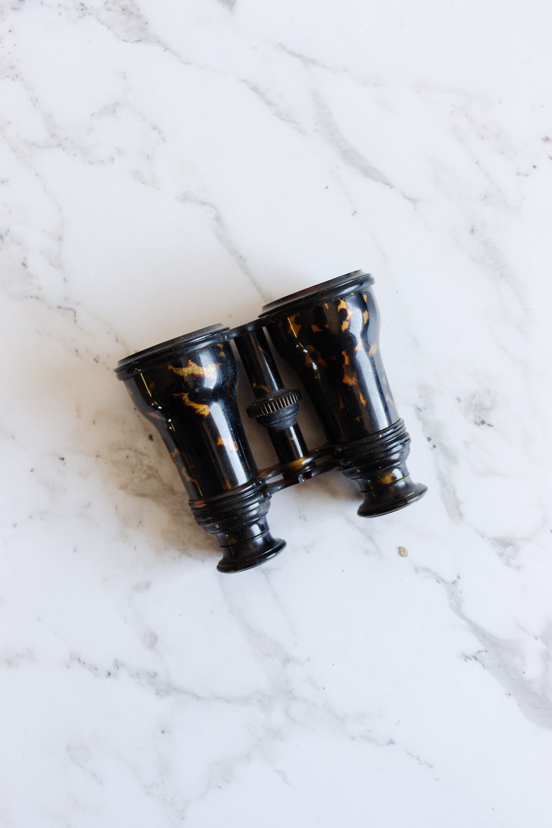 vintage french tortoise shell opera glasses in monogrammed leather case