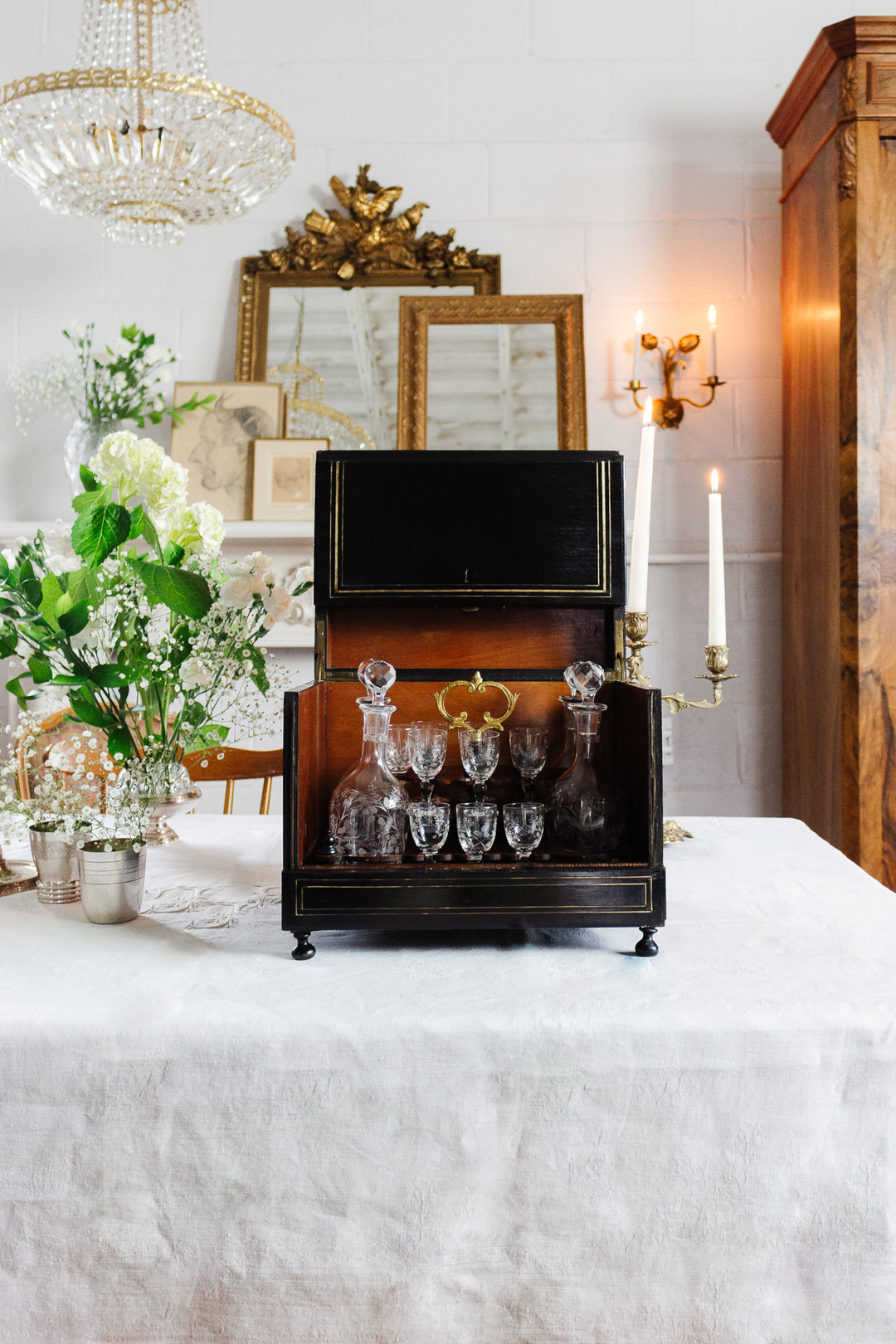 19th century Napoleon III ebonized rosewood “cave à liqueur”