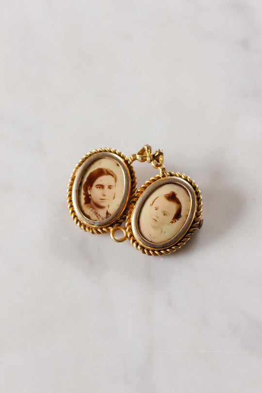 1940s French double portrait brooch