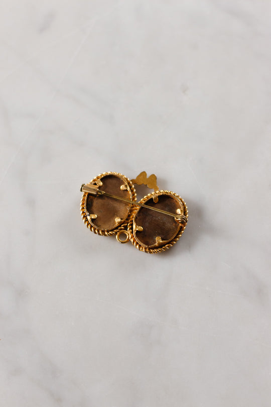 1940s French double portrait brooch