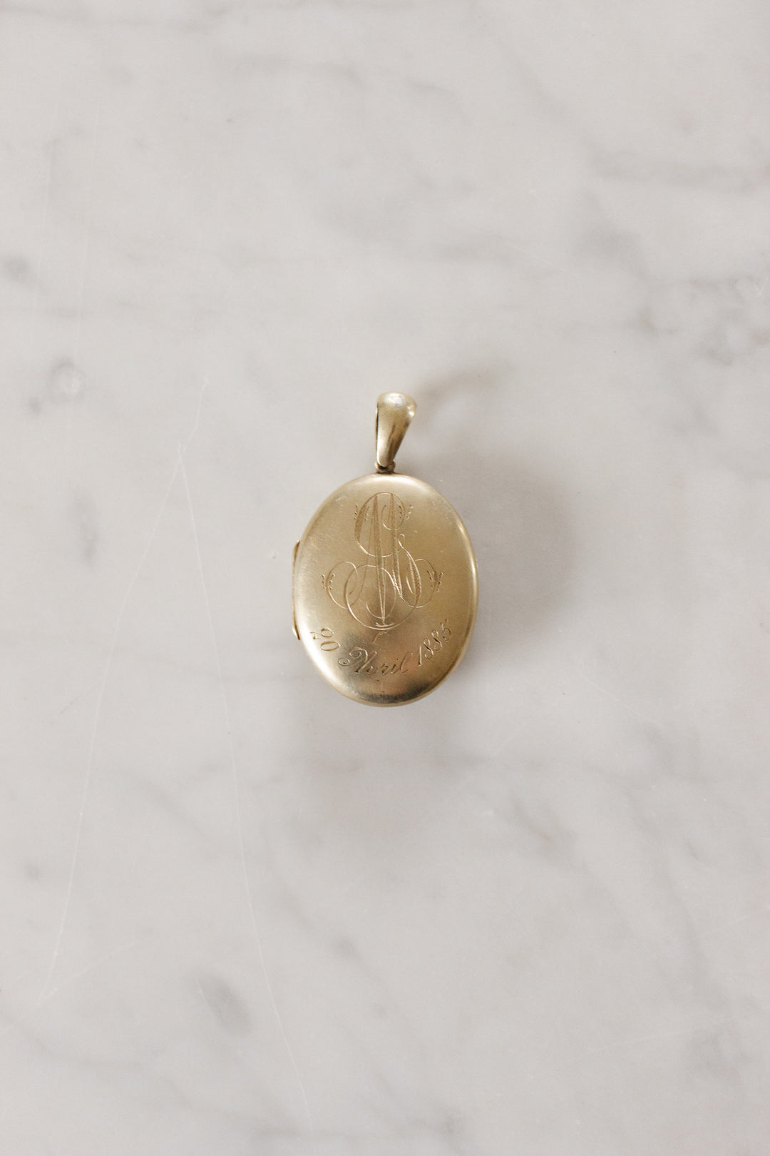 19th century French silver plated etched filigree and monogram locket