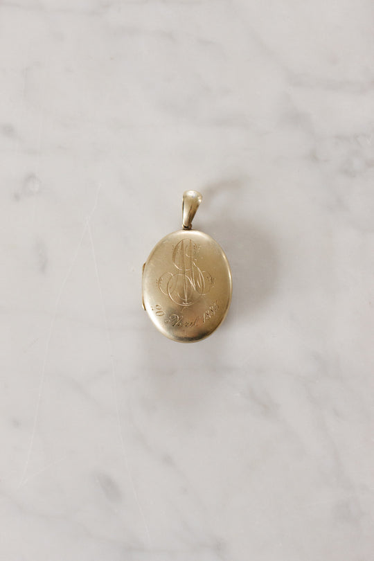 19th century French silver plated etched filigree and monogram locket