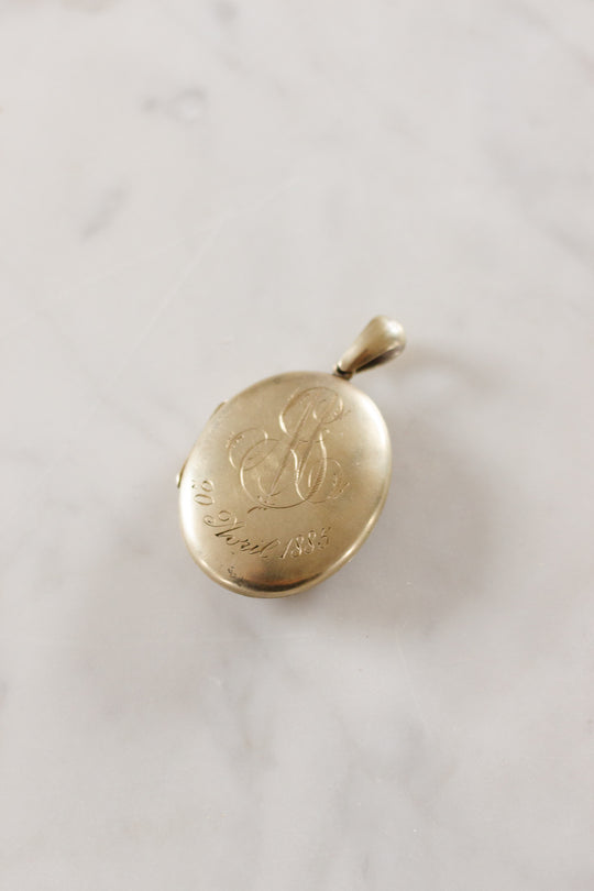19th century French silver plated etched filigree and monogram locket