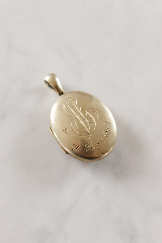 19th century French silver plated etched filigree and monogram locket