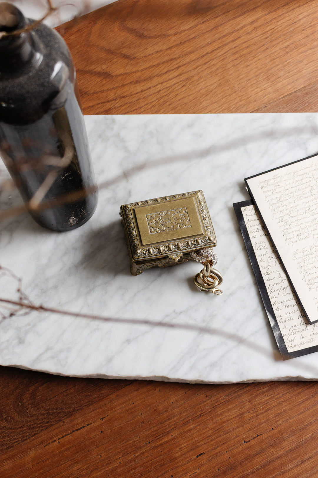 vintage belgian ornate embossed jewelry box