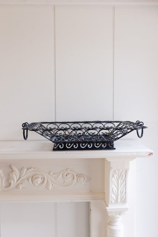 vintage french wrought iron panier with handles