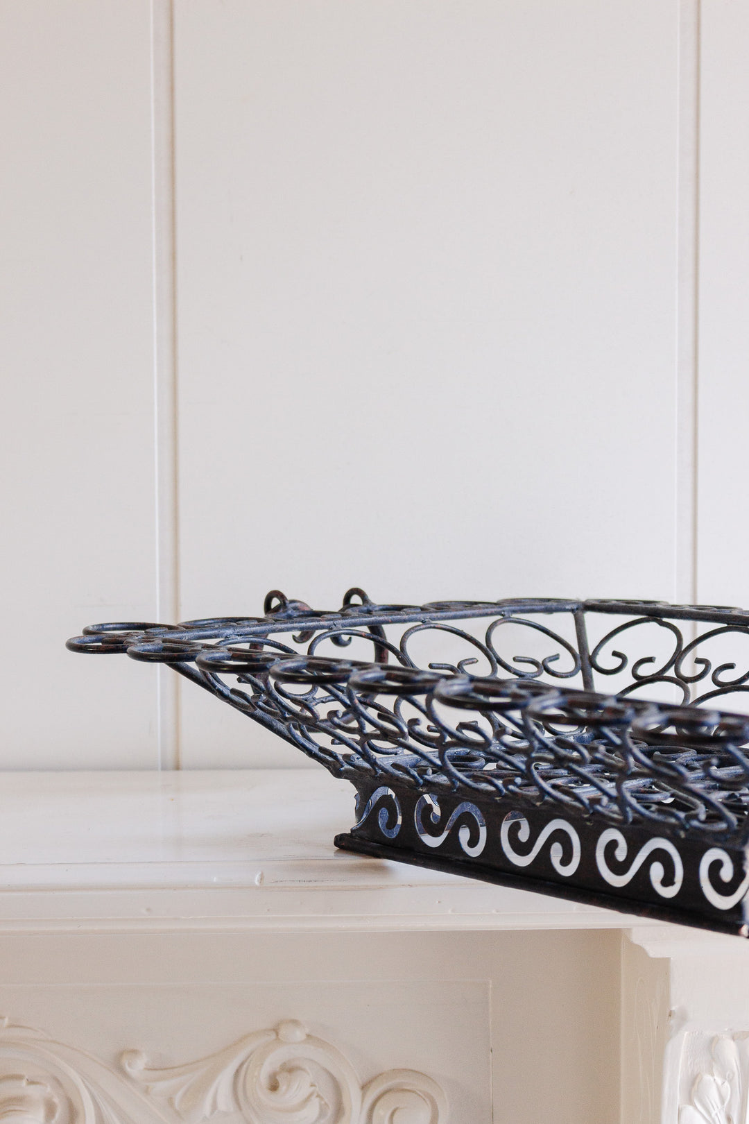 vintage french wrought iron panier with handles