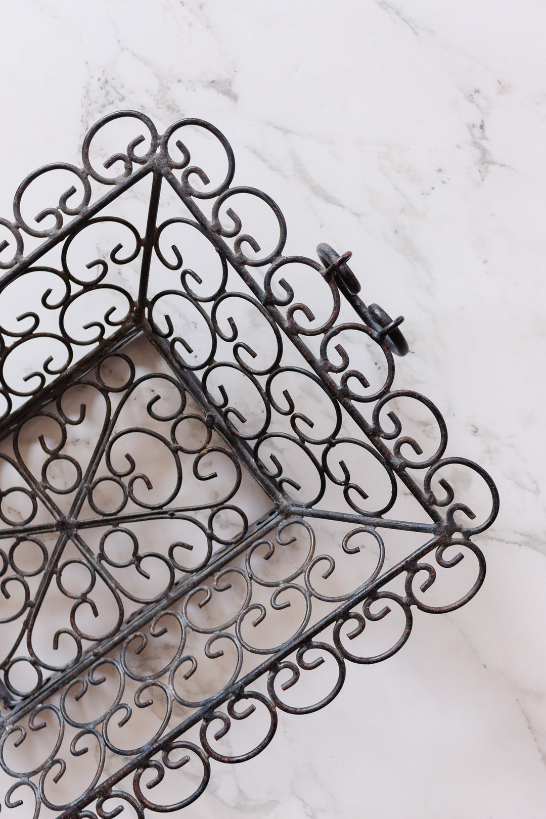 vintage french wrought iron panier with handles