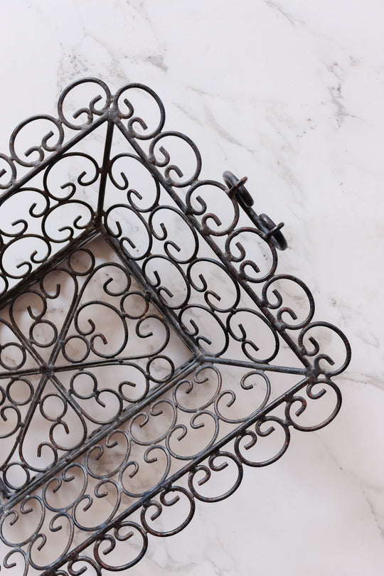 vintage french wrought iron panier with handles