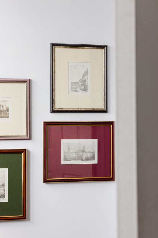 vintage italian woodblock print, villa manin