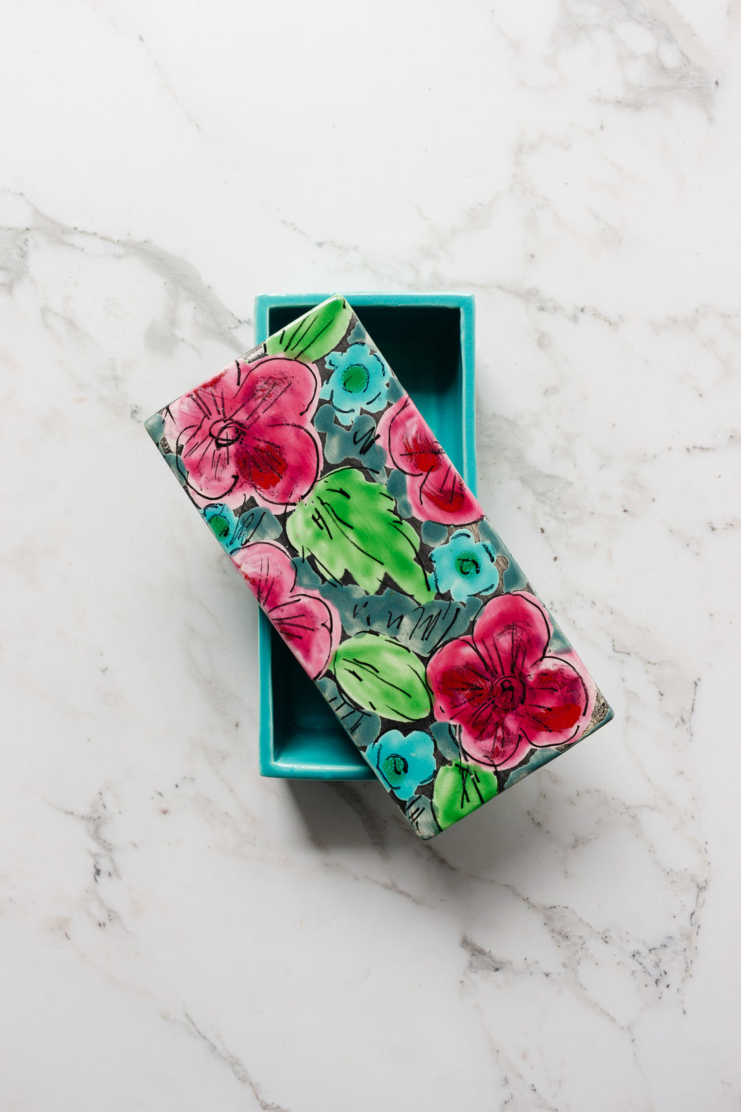 vintage italian hand ceramic painted jewelry box