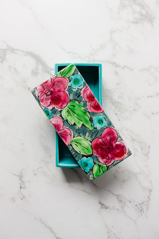 vintage italian hand ceramic painted jewelry box