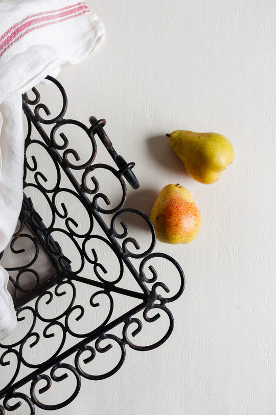 vintage french wrought iron panier with handles