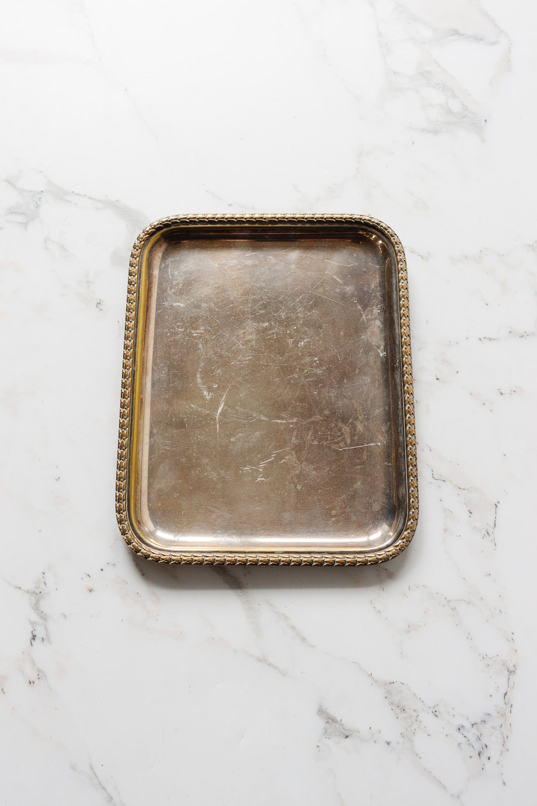 vintage french worn silver tray