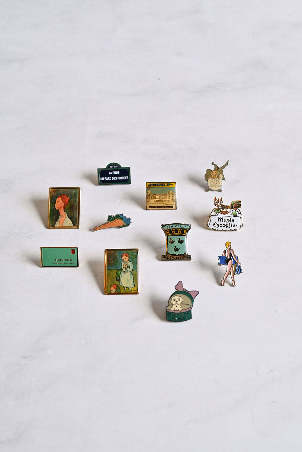 vintage french enamel pins