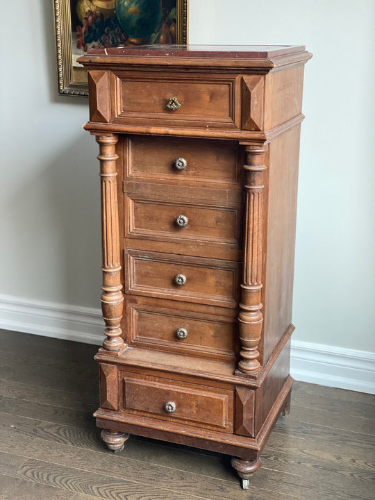 19th century French walnut Louis XVI nightstand