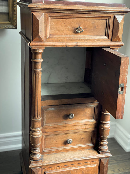 19th century French walnut Louis XVI nightstand