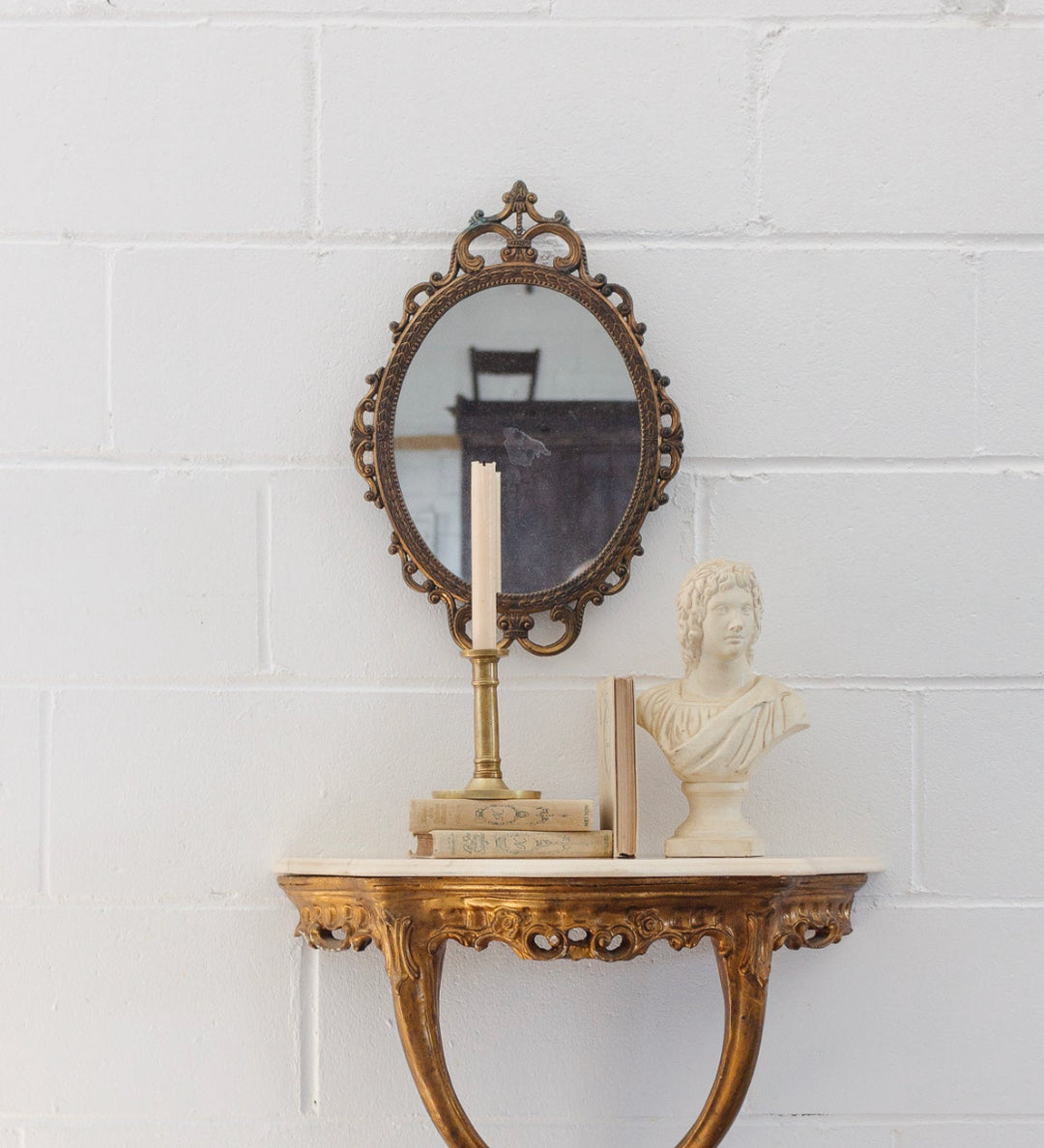 vintage Italian baroque style gilt brass mirror