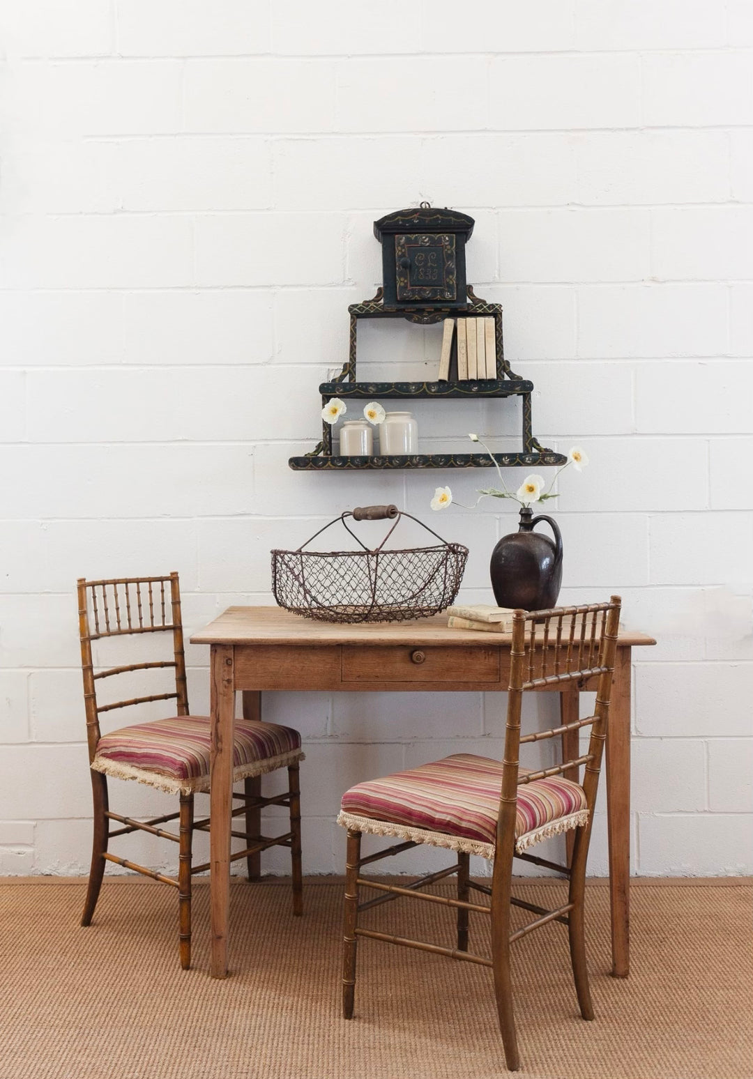 19th century European folk art spice rack shelf