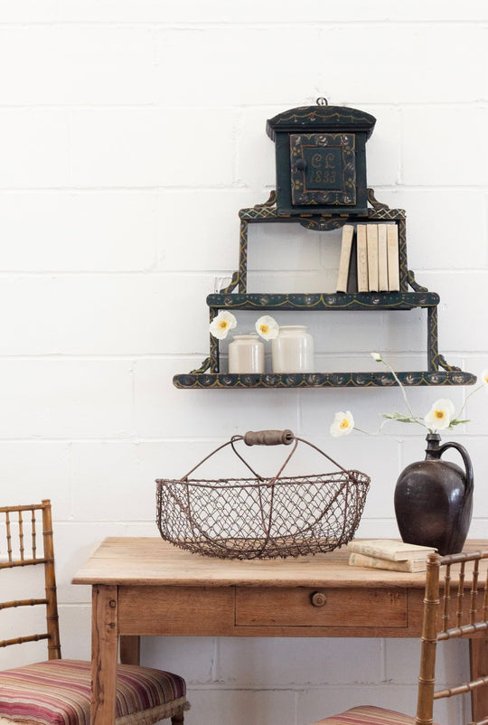 19th century European folk art spice rack shelf
