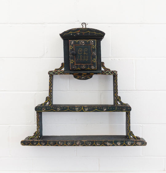 19th century European folk art spice rack shelf