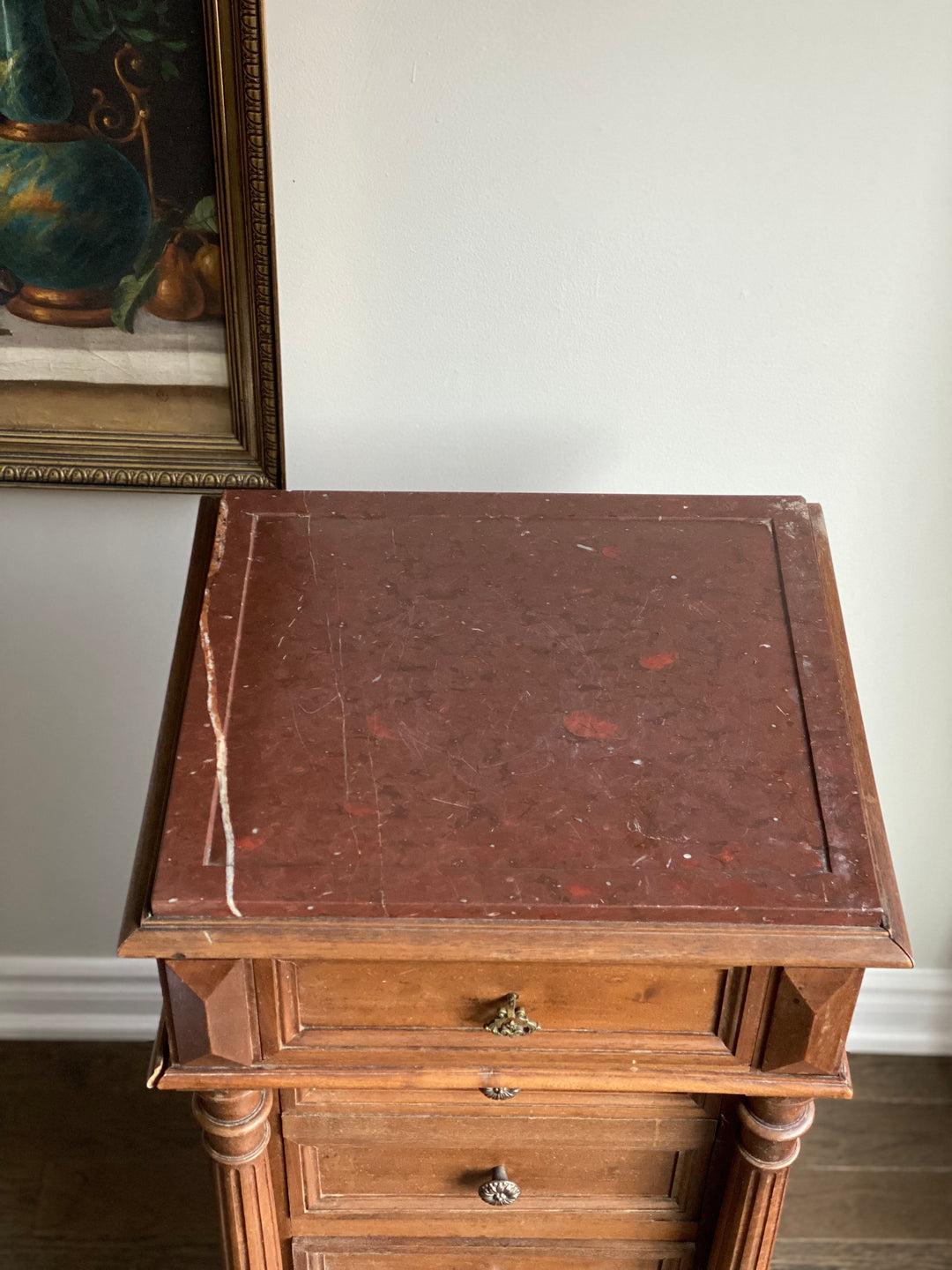 19th century French walnut Louis XVI nightstand