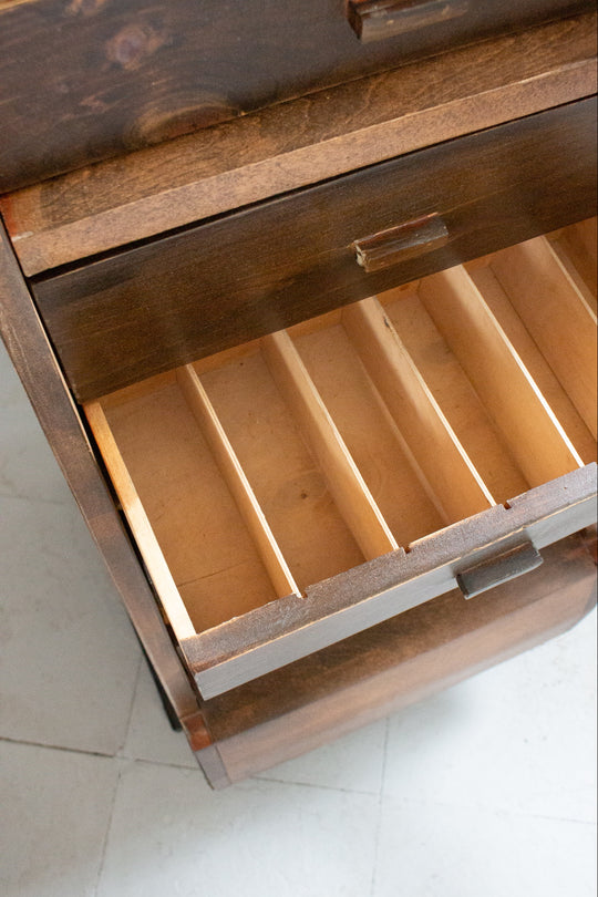 vintage glass front multidrawer cabinet