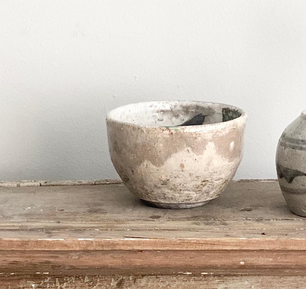 Vintage glazed pottery bowl