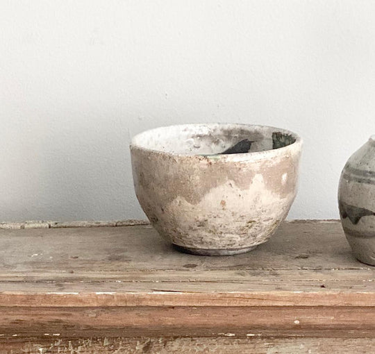 Vintage glazed pottery bowl