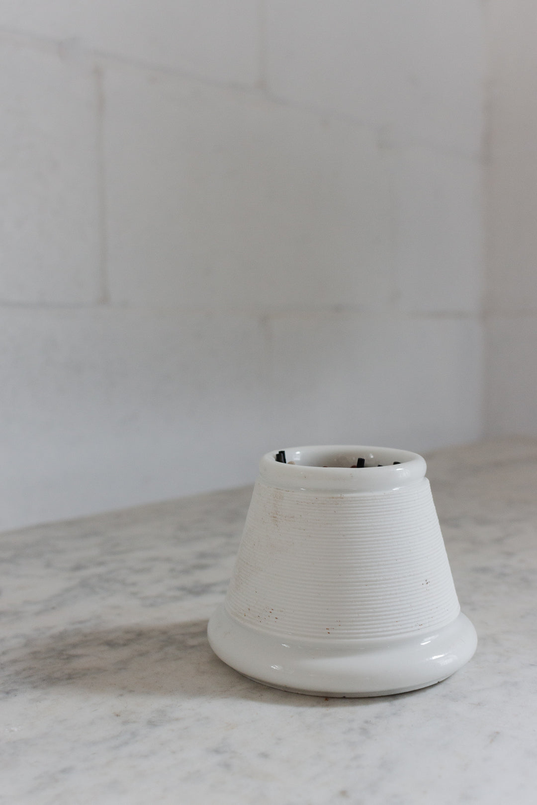 vintage french white porcelain match striker