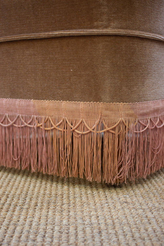 vintage french velvet slipper chair with fringe