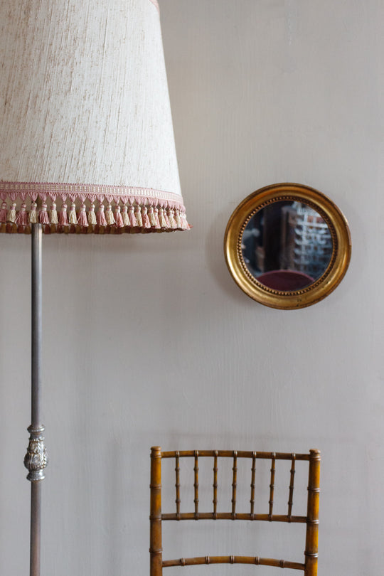 19th century french round gilt wood mirror