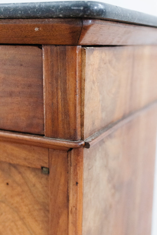 19th century french flamed mahogany marble top cabinet
