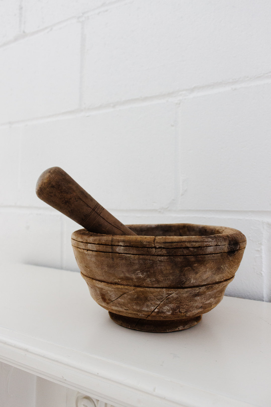 19th century french extra large hand crafted wood mortar and pestle