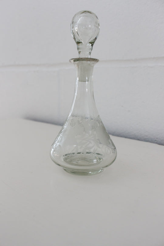 19th century french etched glass decanter set