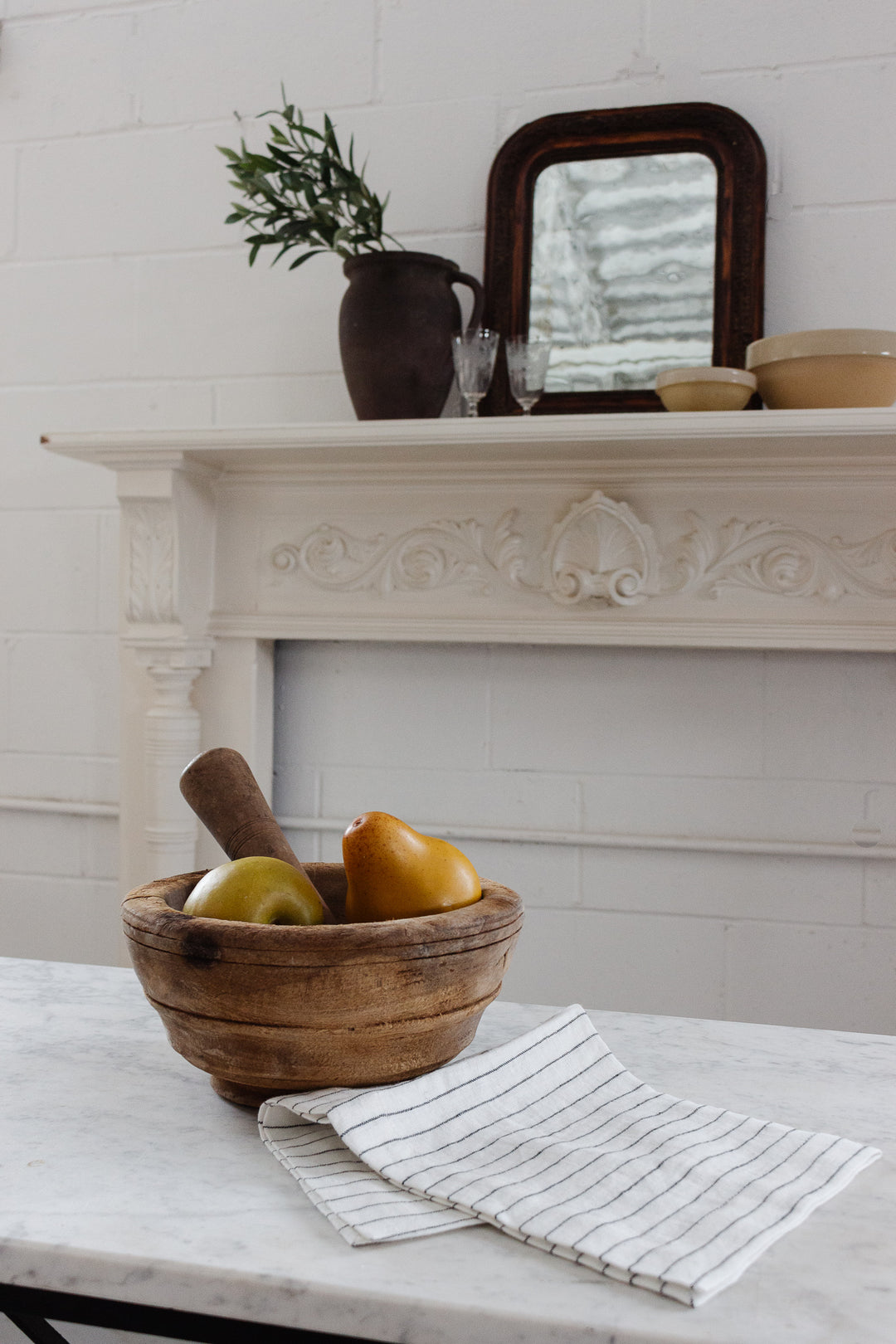19th century french extra large hand crafted wood mortar and pestle