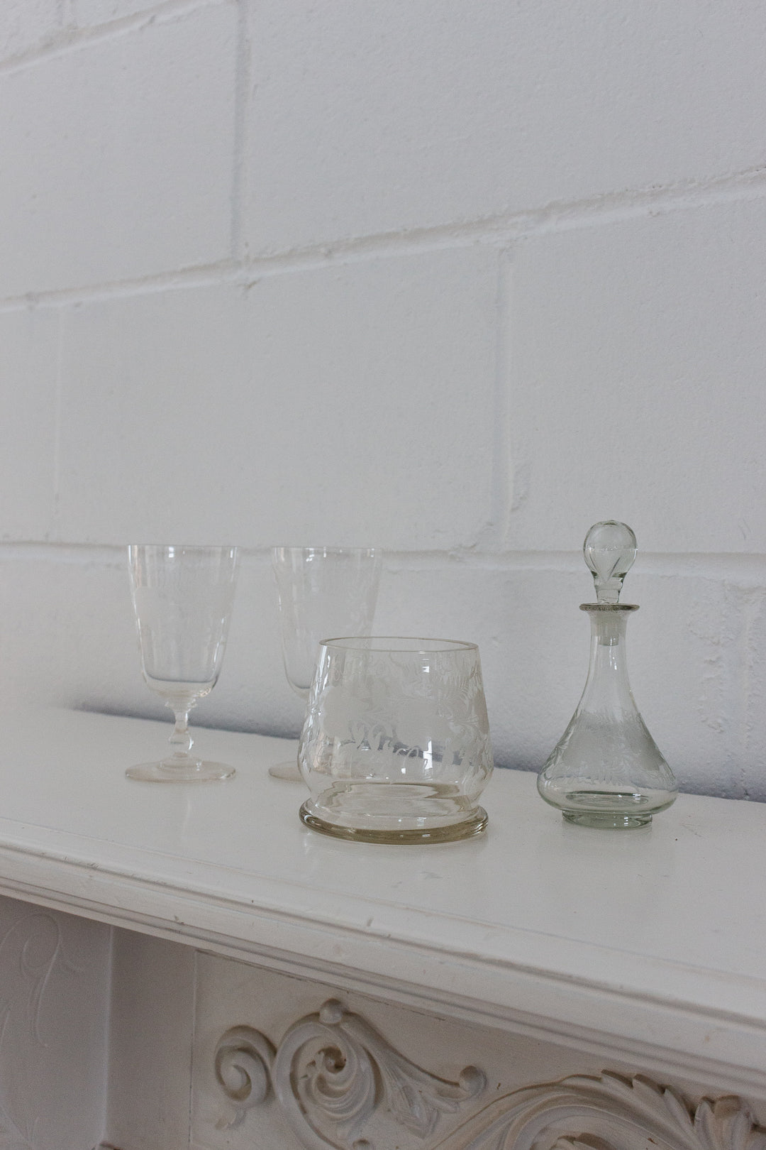 19th century french etched glass decanter set