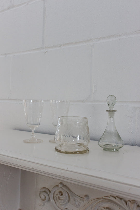19th century french etched glass decanter set