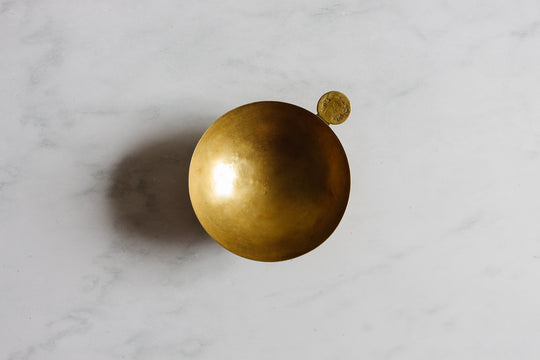 19th century French brass bakery weigh scale cup with hallmarks