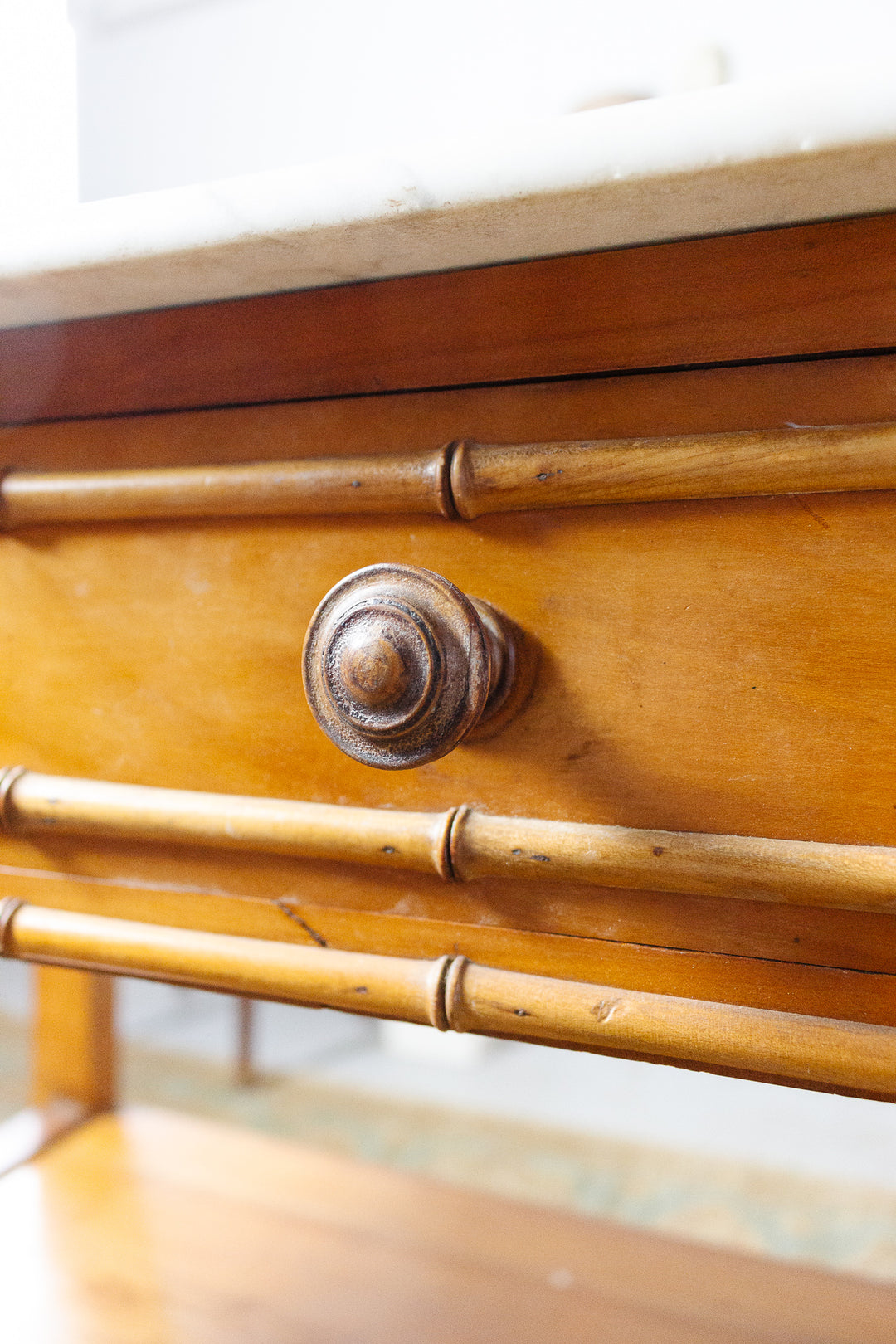 19th century french faux bamboo marble top vanity
