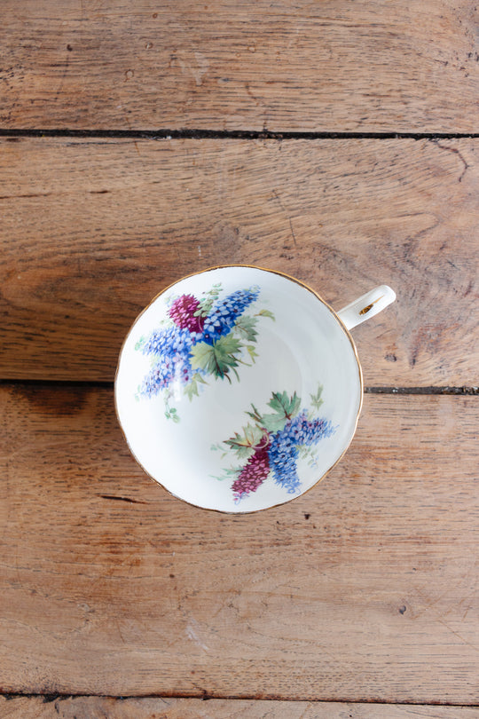 antique english Hammersley tea cup and saucer, lilacs