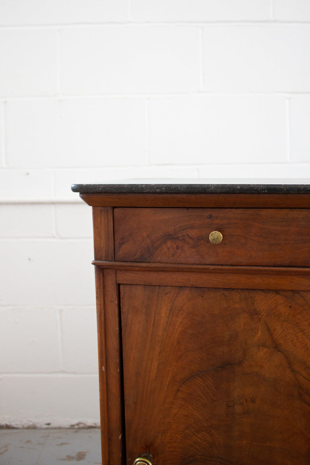 19th century french flamed mahogany marble top cabinet