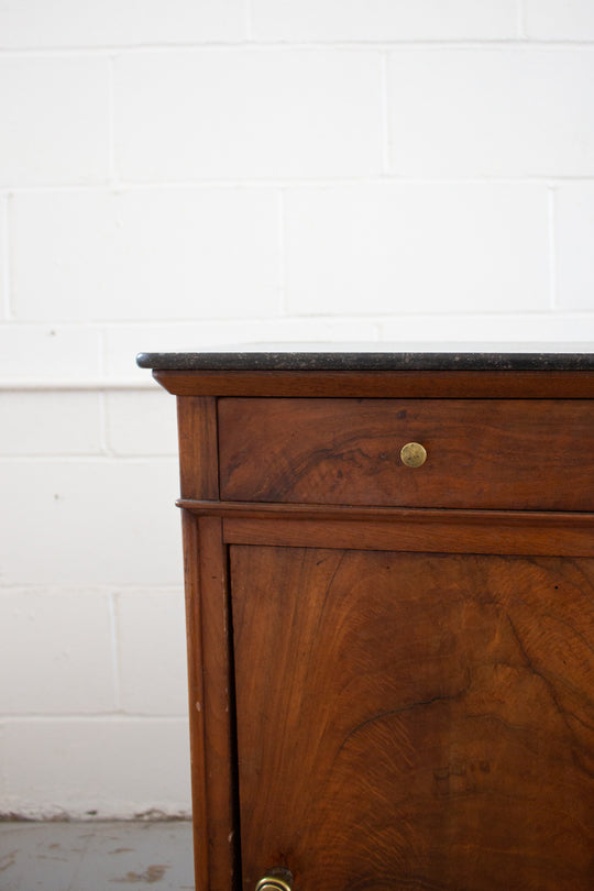 19th century french flamed mahogany marble top cabinet