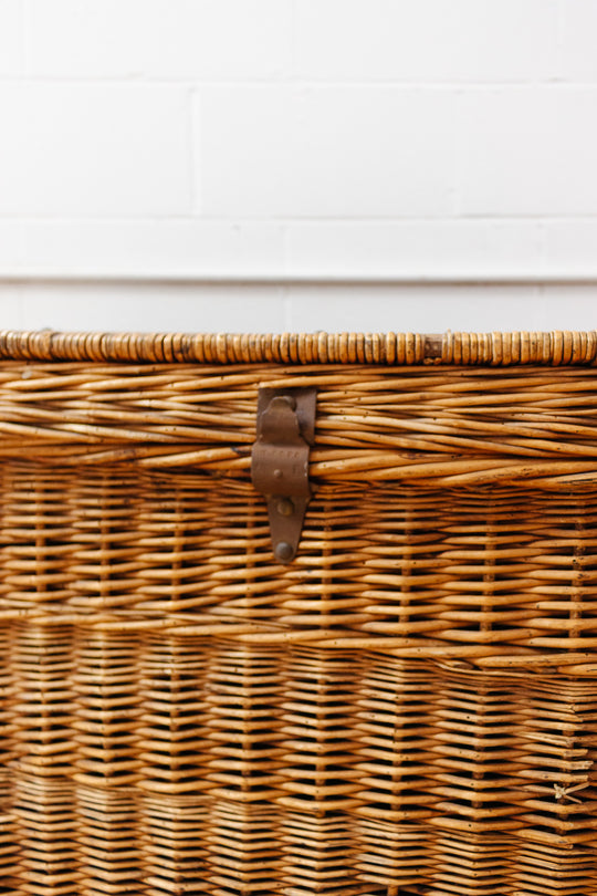 19th century french willow travel trunk